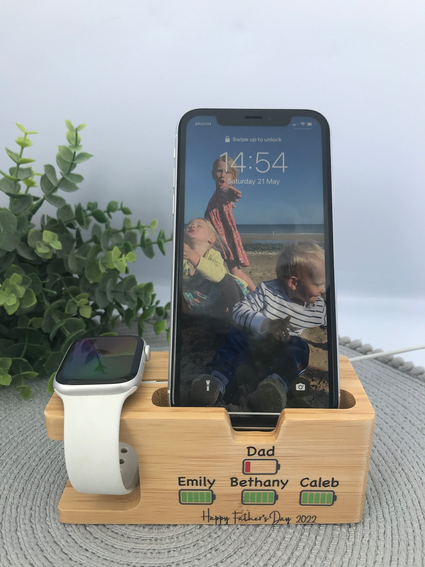 Bamboo phone and watch docking station