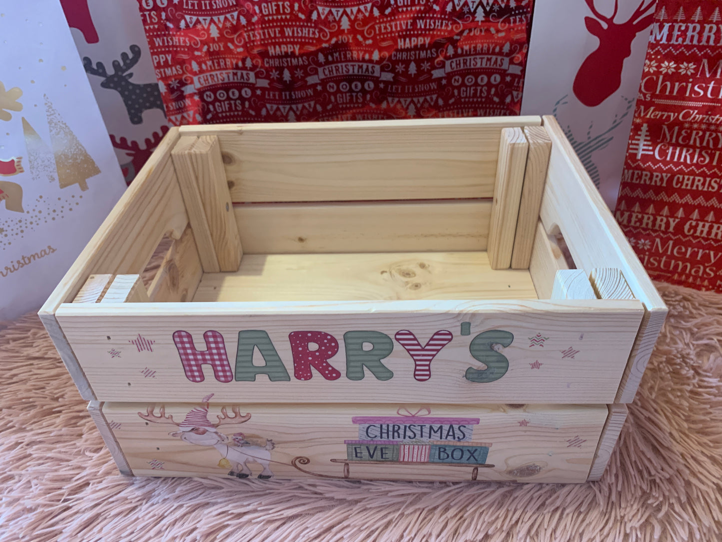 Reindeer Sleigh Christmas Eve Crate