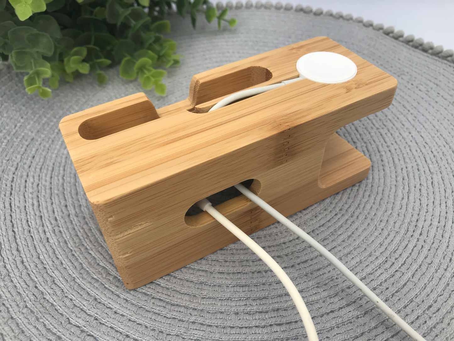 Bamboo phone and watch docking station