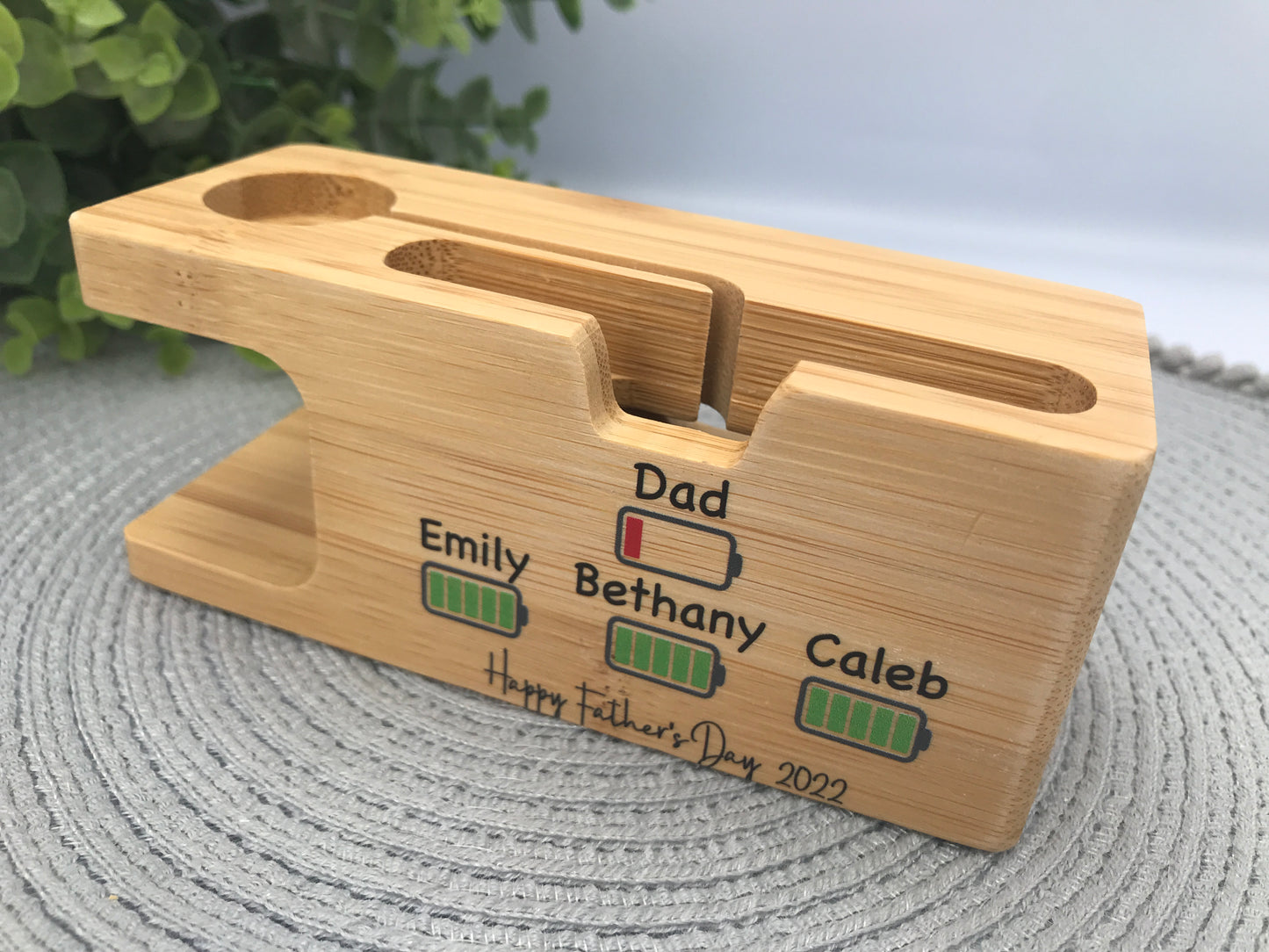 Bamboo phone and watch docking station