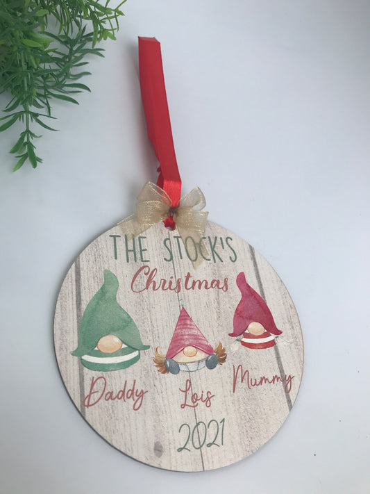 Gnome Family Christmas tree hanging ornament