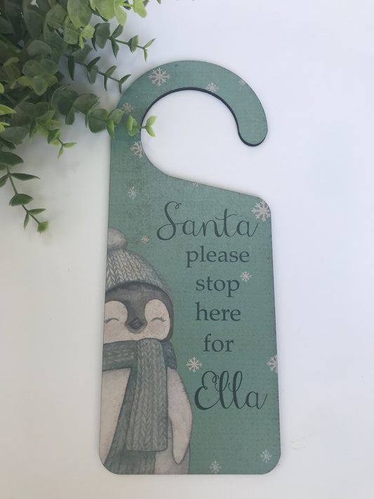 Penguin Christmas door hanger