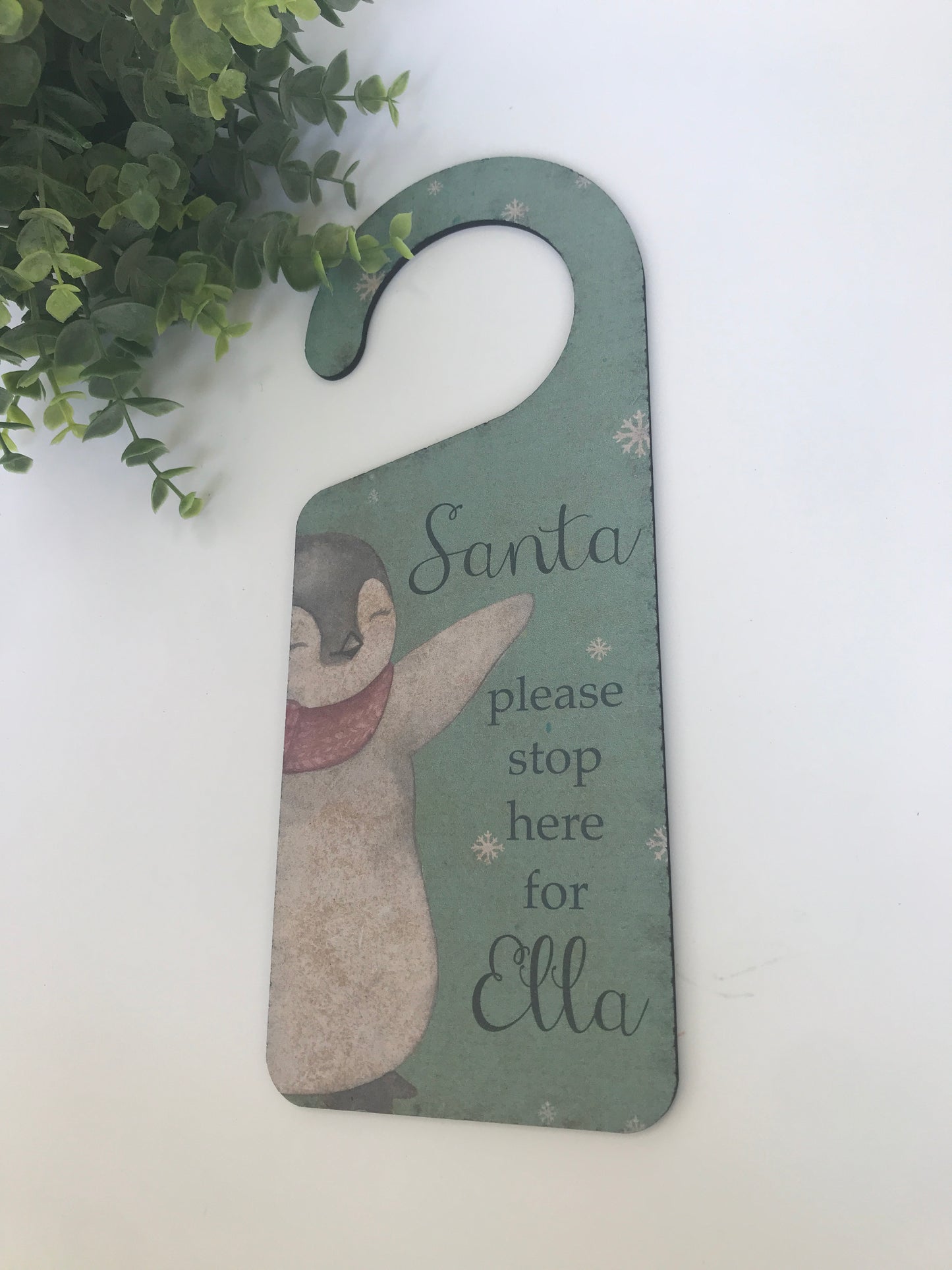 Penguin Christmas door hanger