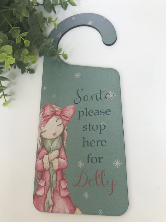 Woodland girl Christmas door hanger