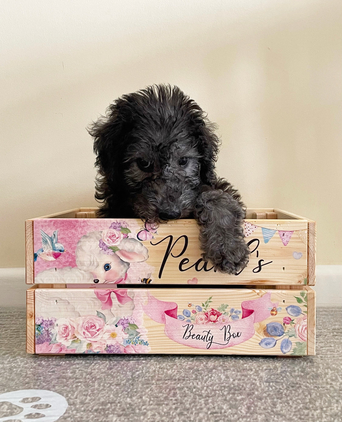 Vintage lamb personalised crate