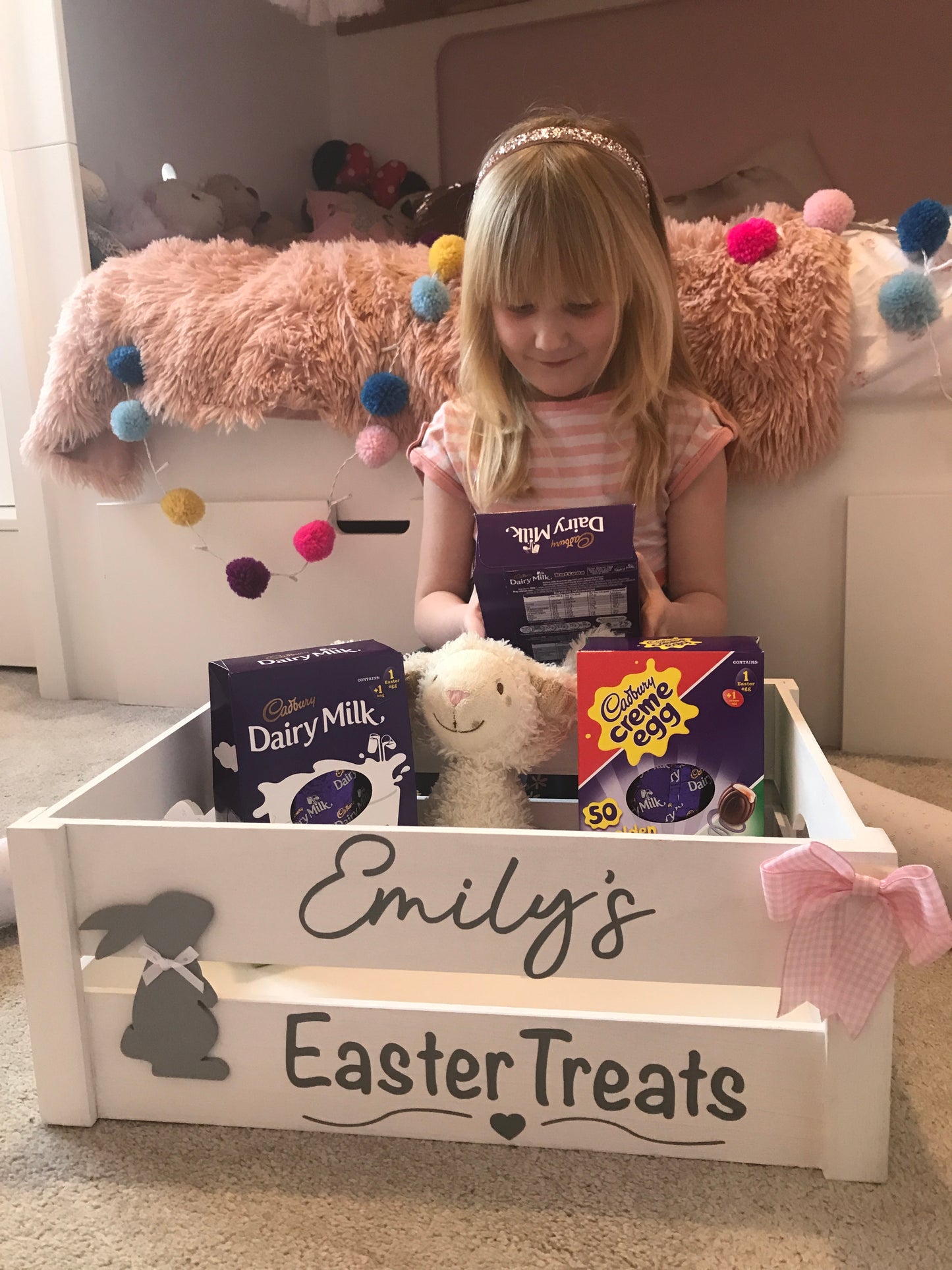 Personalised wooden Easter crate / hamper / box