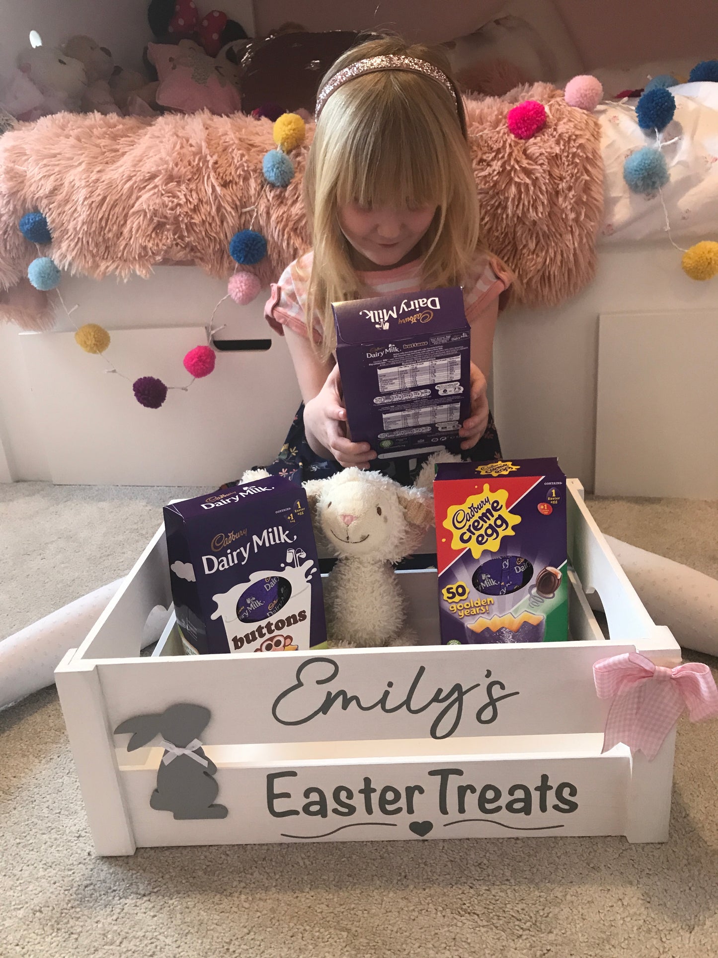 Personalised wooden Easter crate / hamper / box