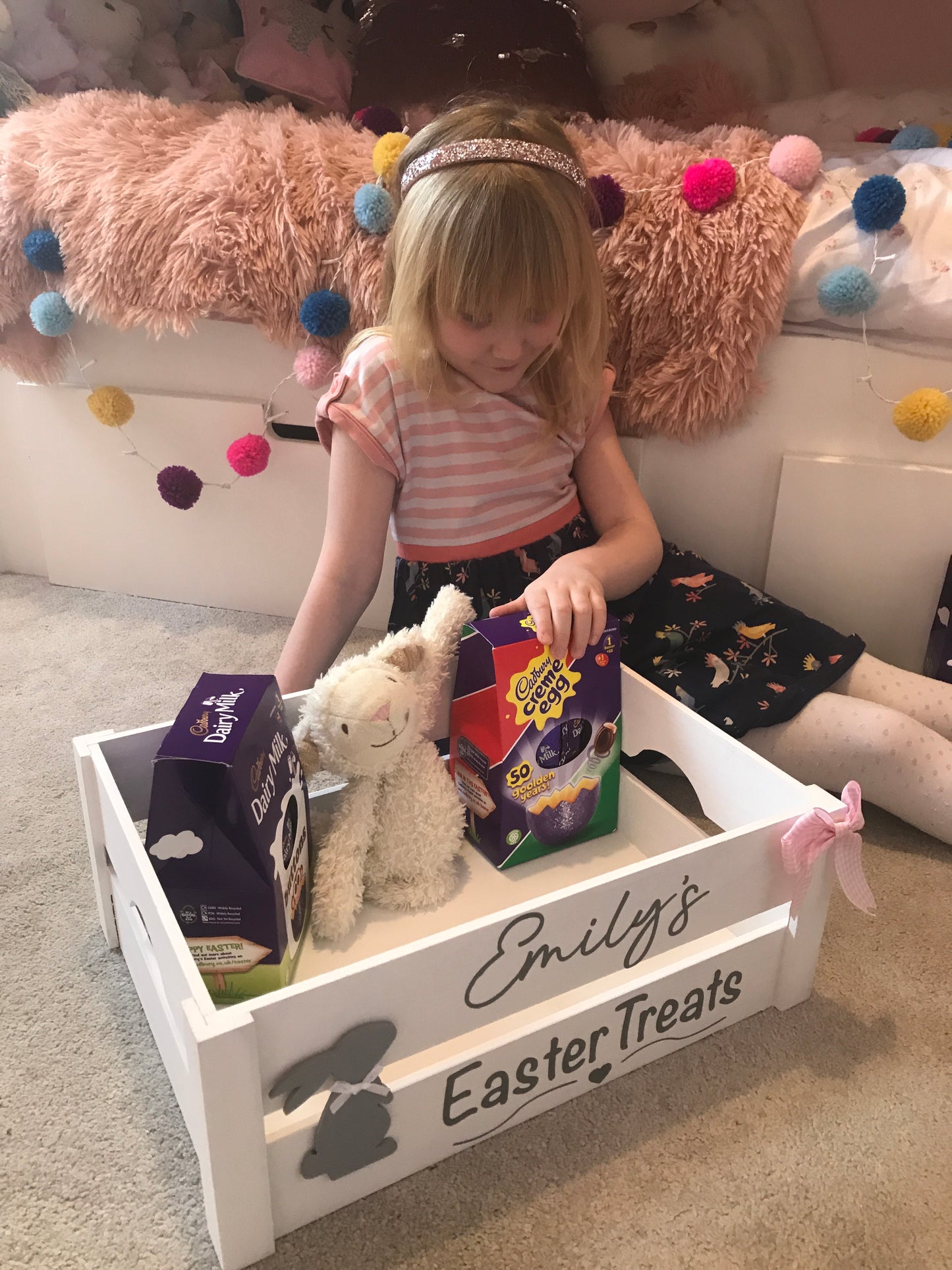 Personalised wooden Easter crate / hamper / box