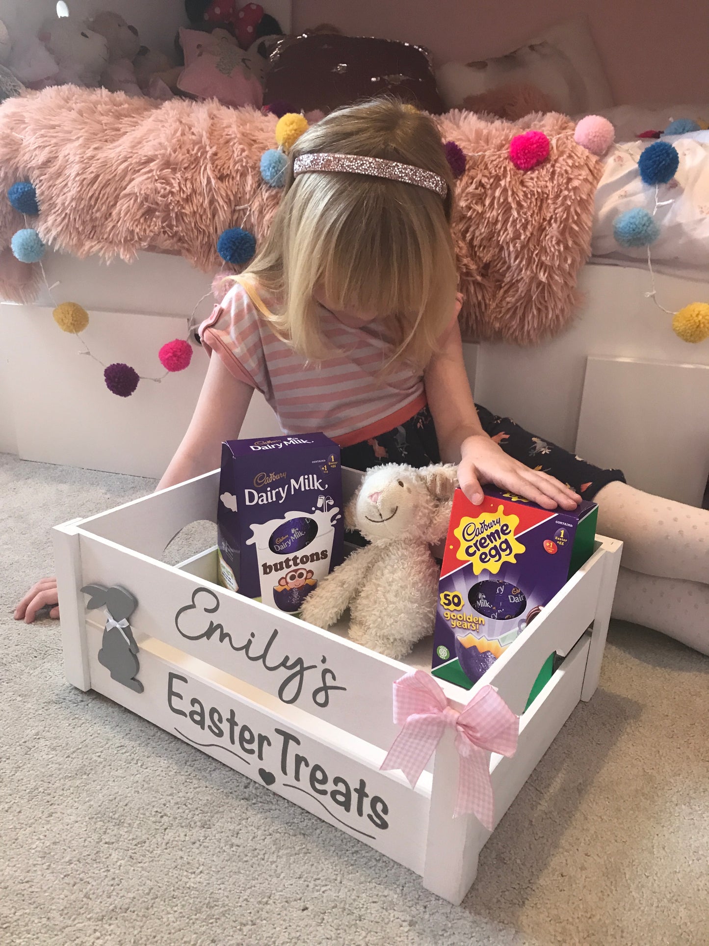 Personalised wooden Easter crate / hamper / box