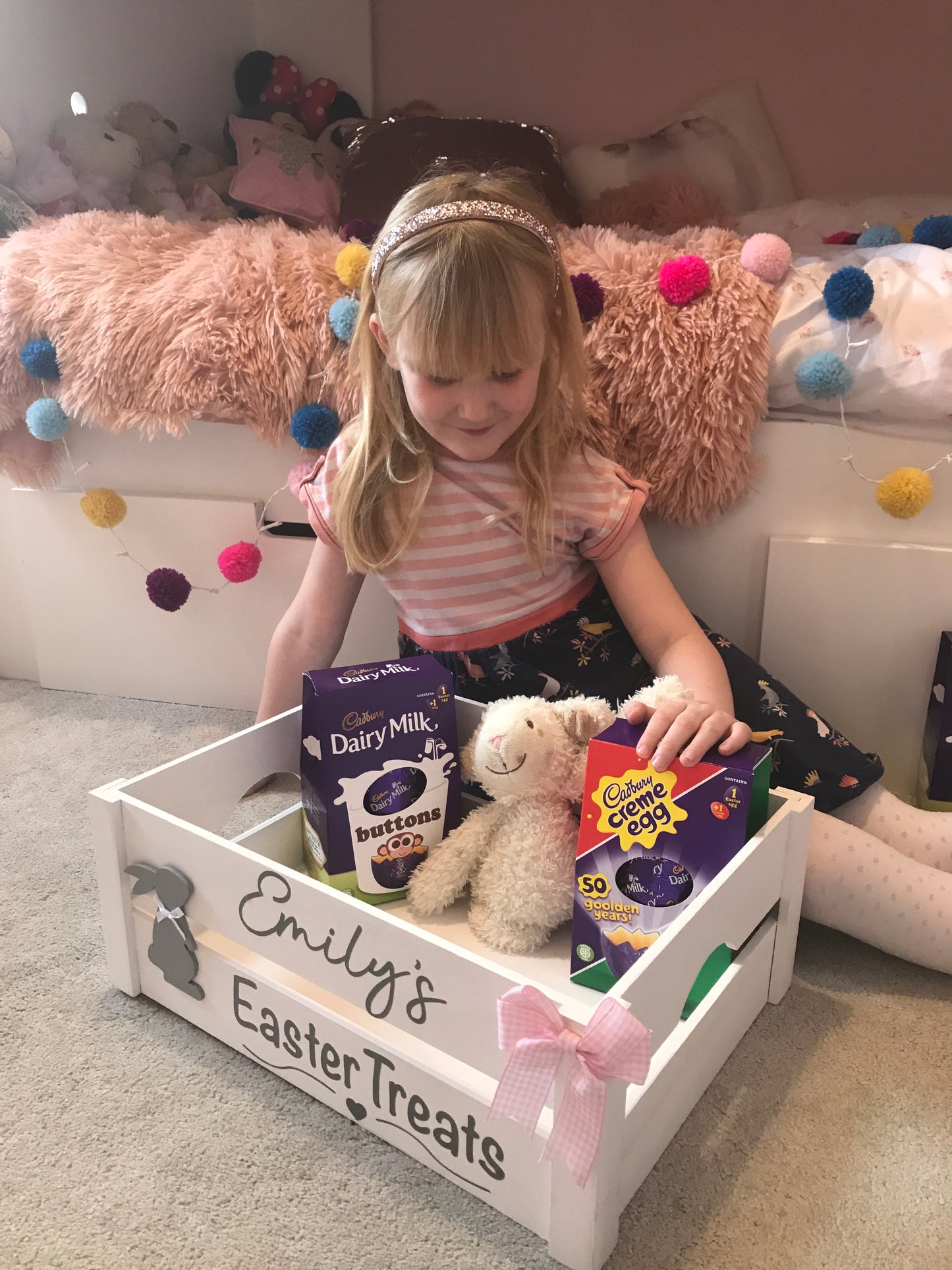 Personalised wooden Easter crate / hamper / box