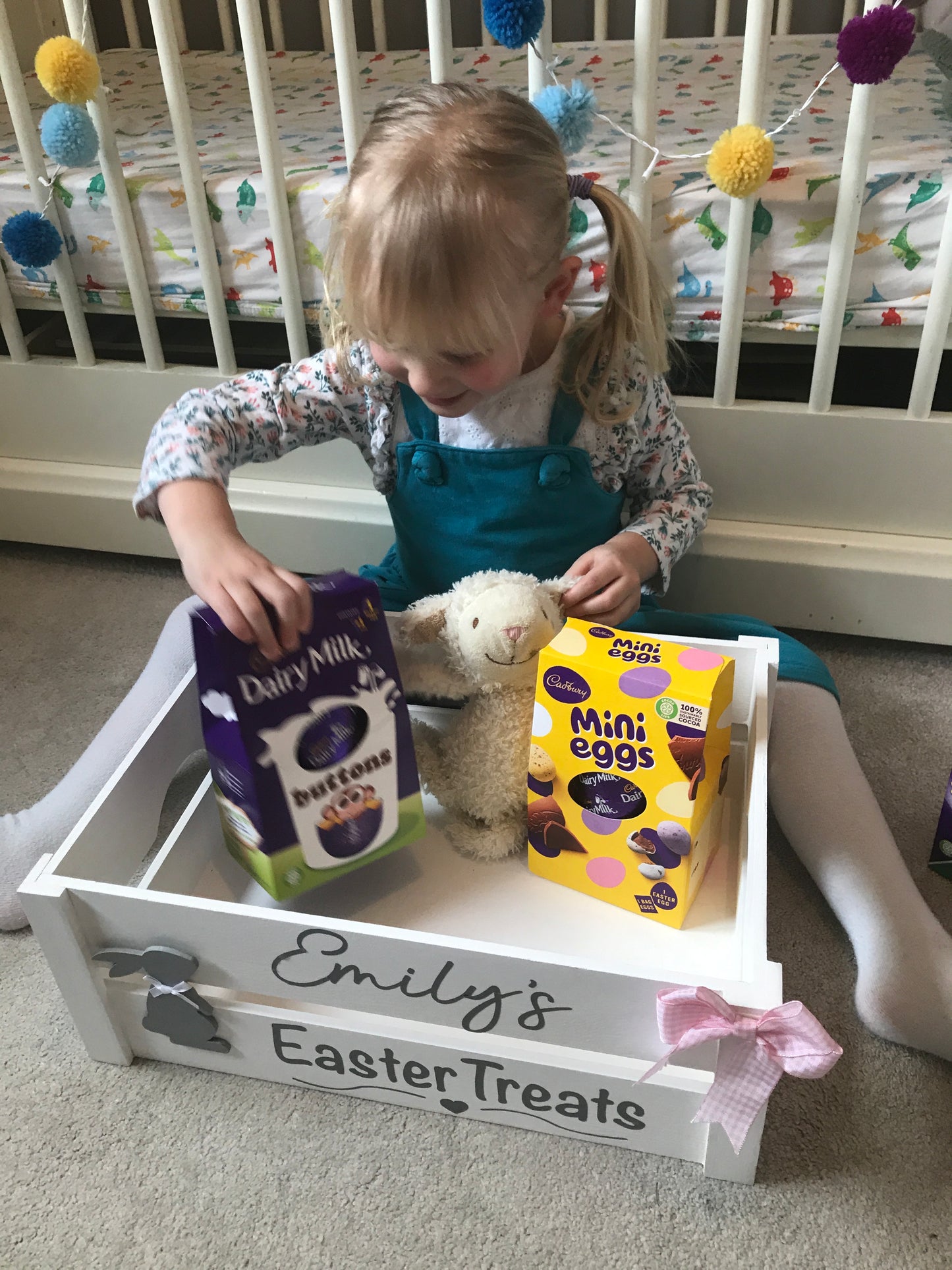 Personalised wooden Easter crate / hamper / box