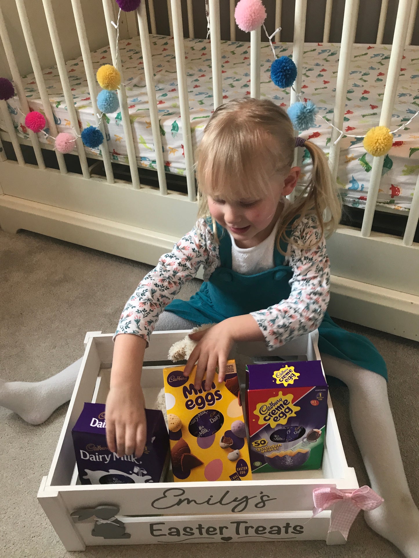 Personalised wooden Easter crate / hamper / box