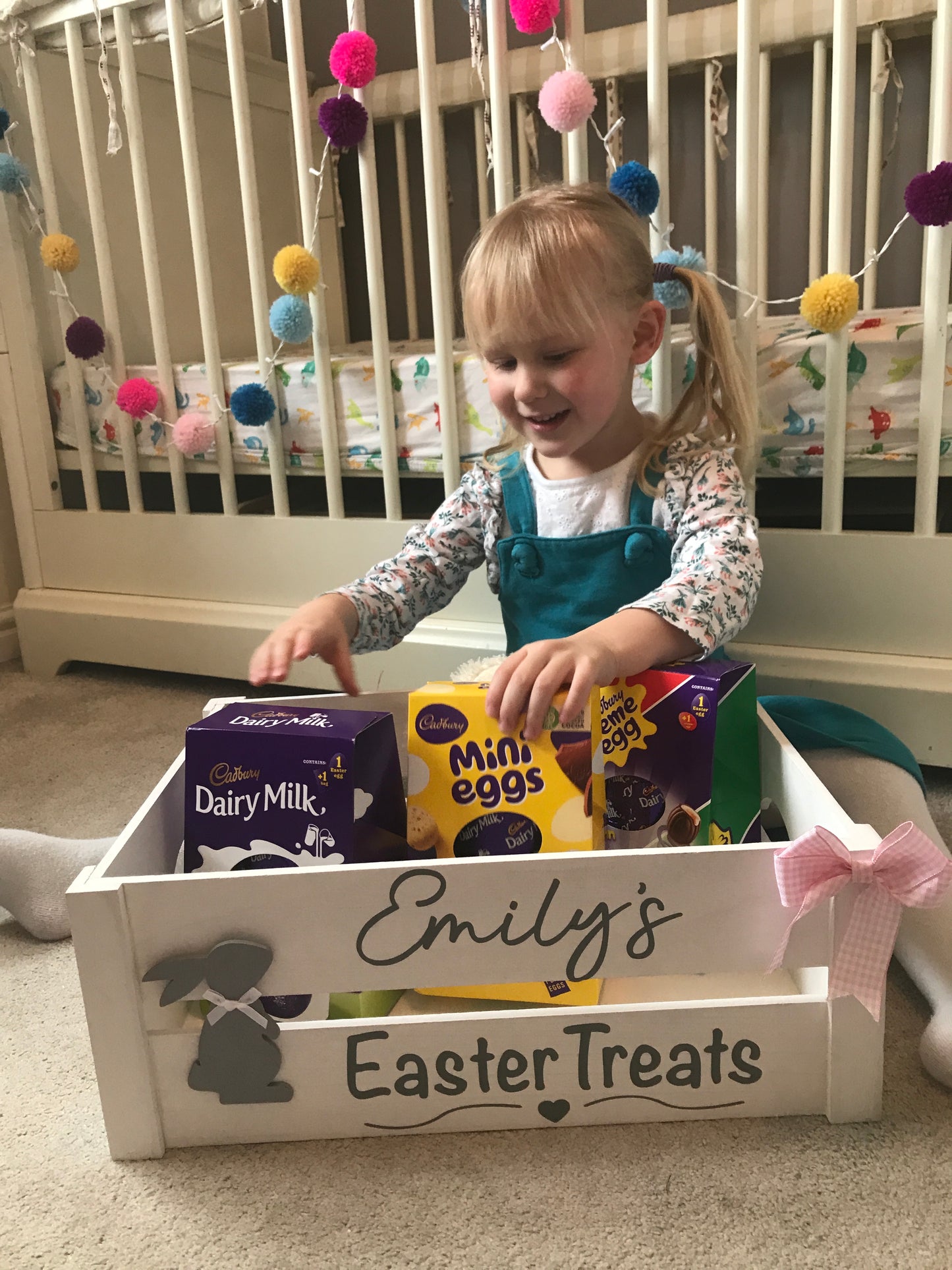 Personalised wooden Easter crate / hamper / box