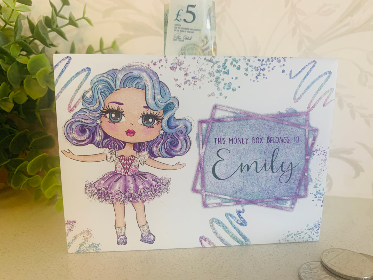 Glitter doll money box