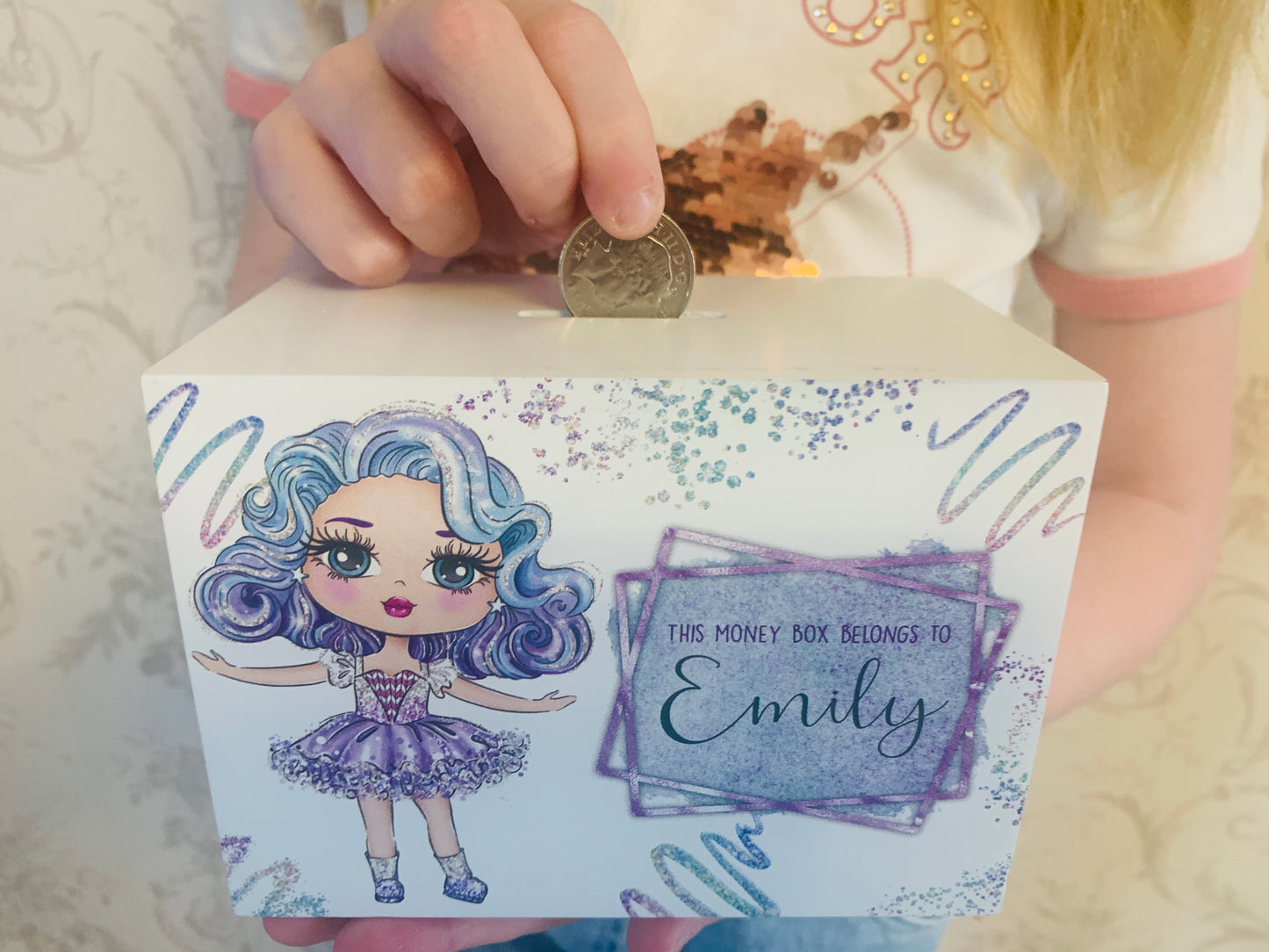 Glitter doll money box