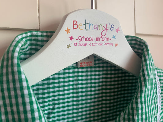 Personalised school uniform hanger