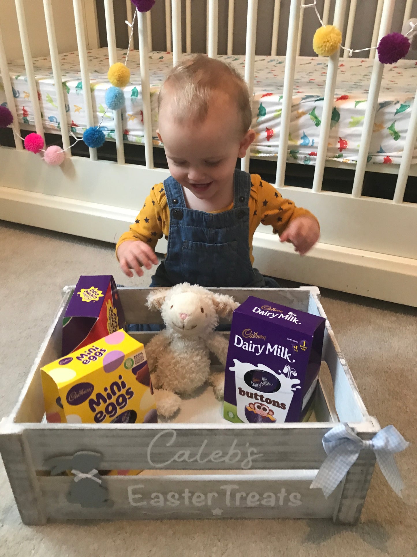 Personalised wooden Easter crate / hamper / box