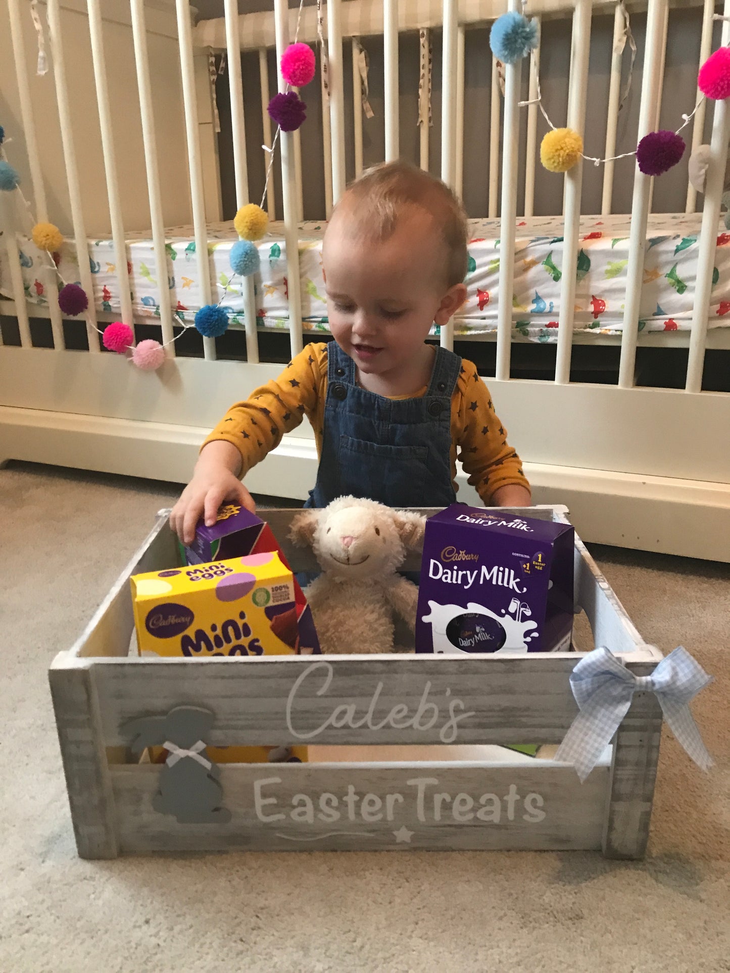 Personalised wooden Easter crate / hamper / box