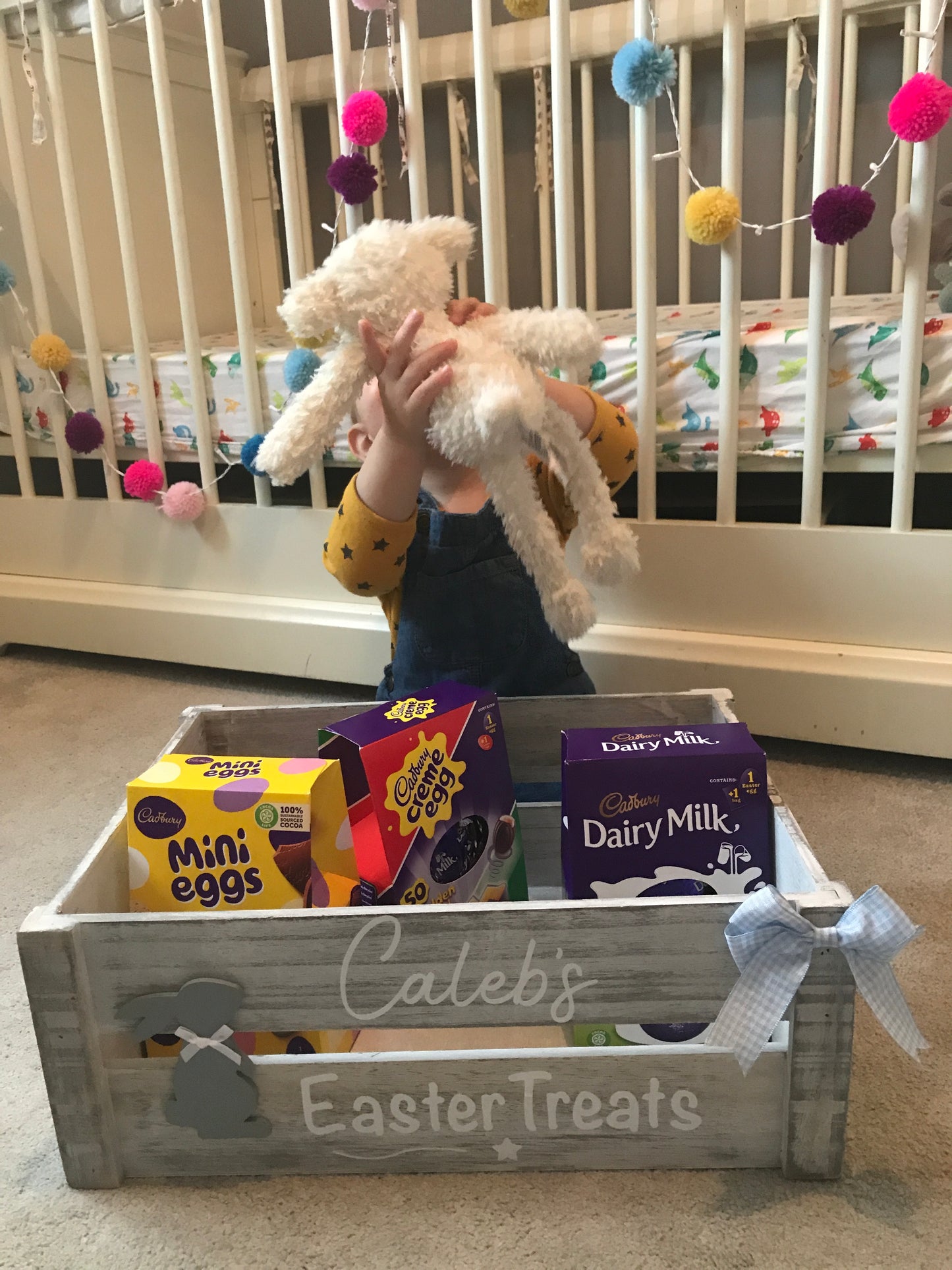 Personalised wooden Easter crate / hamper / box