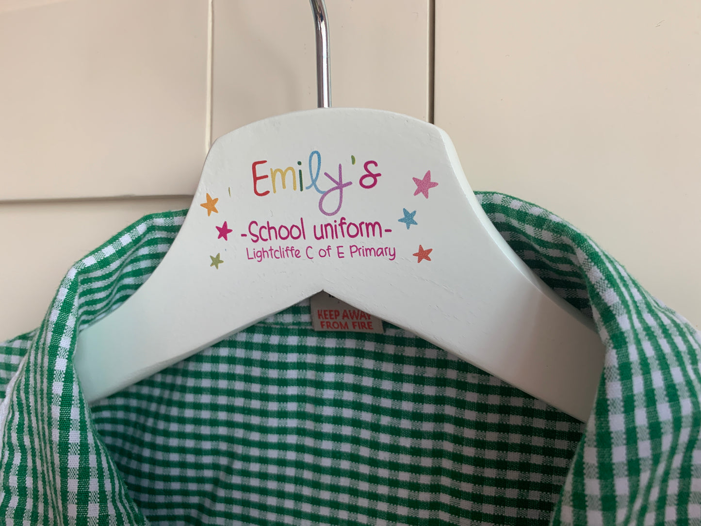 Personalised school uniform hanger