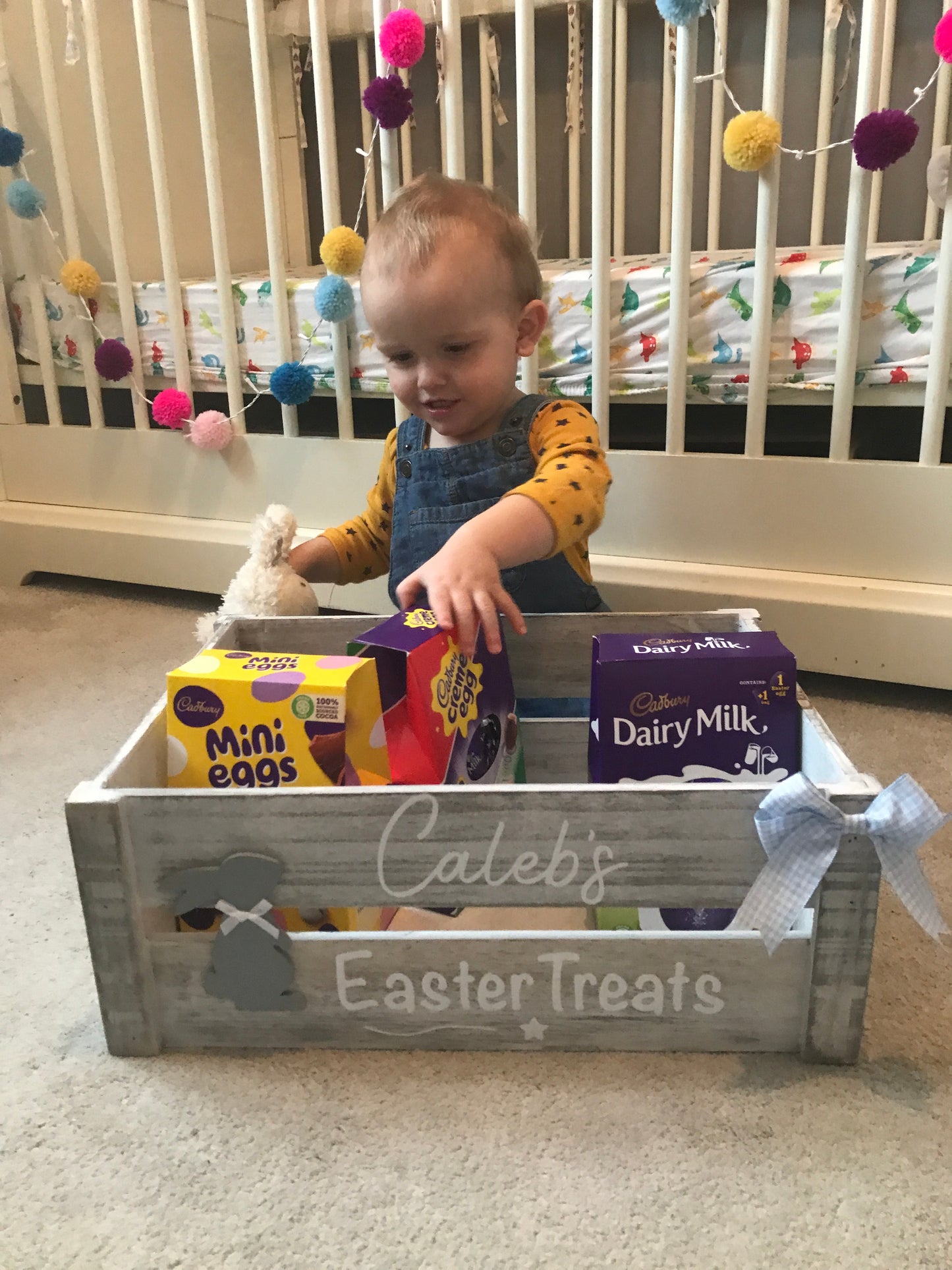 Personalised wooden Easter crate / hamper / box