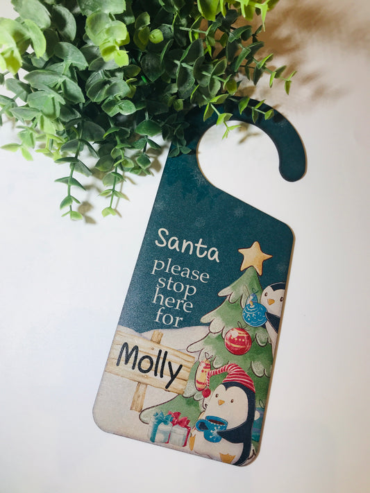 Cute Penguins Christmas door hanger