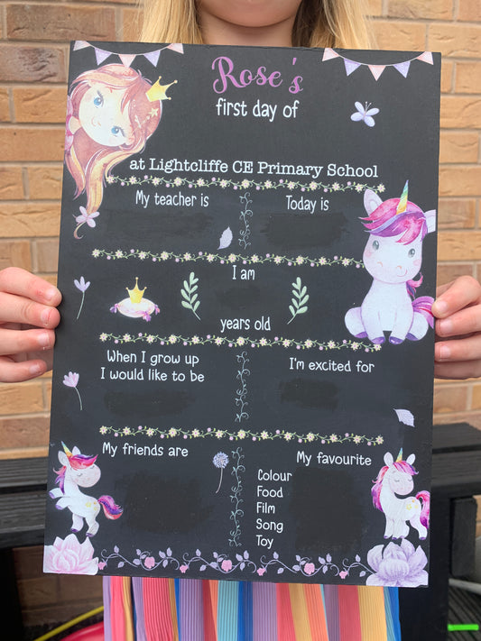 Unicorns First AND last day of school sign