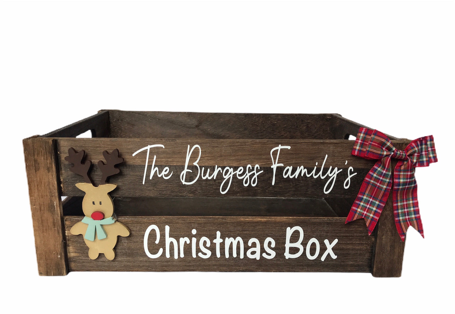 Personalised Rustic Wood Christmas Crate / box