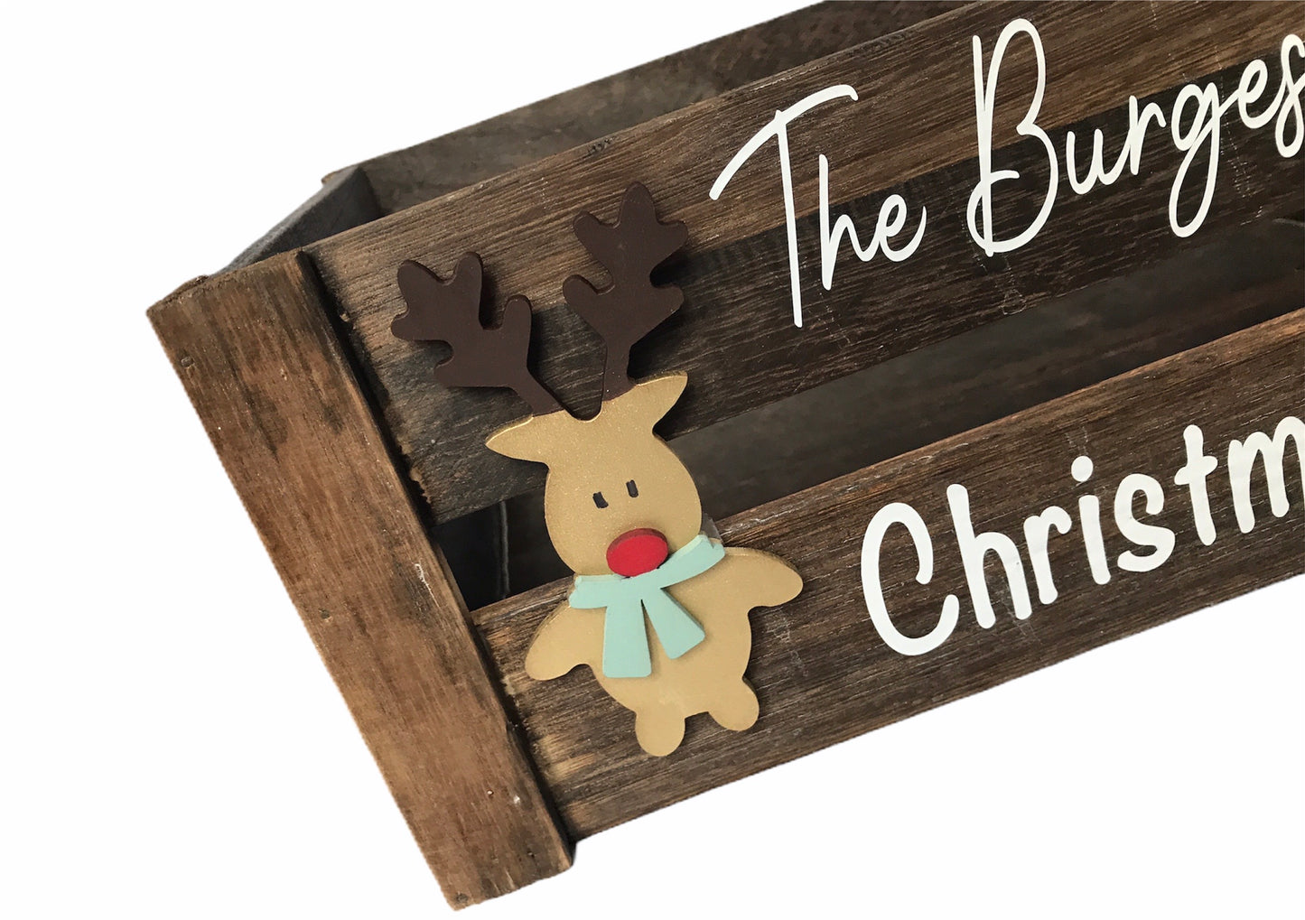 Personalised Rustic Wood Christmas Crate / box