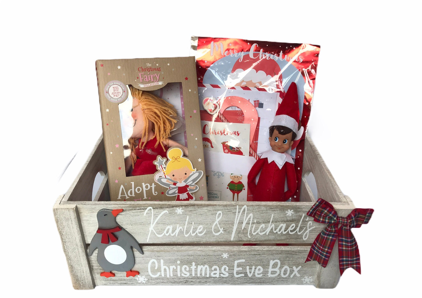 Personalised Rustic Wood Christmas Crate / box