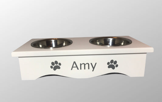 Personalised wooden pet stand / pet bowls - Medium