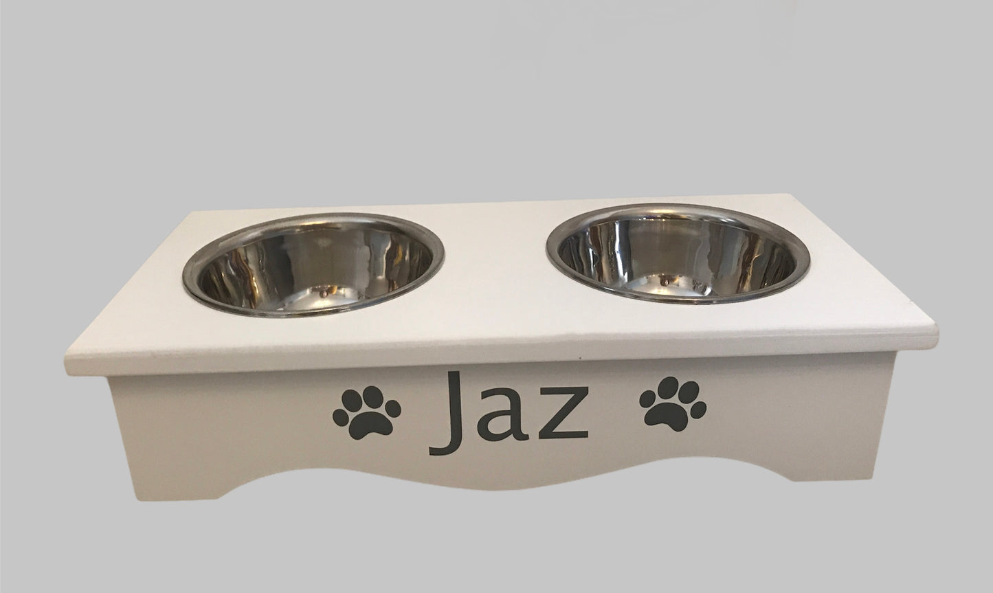 Personalised wooden pet stand / pet bowls - Medium