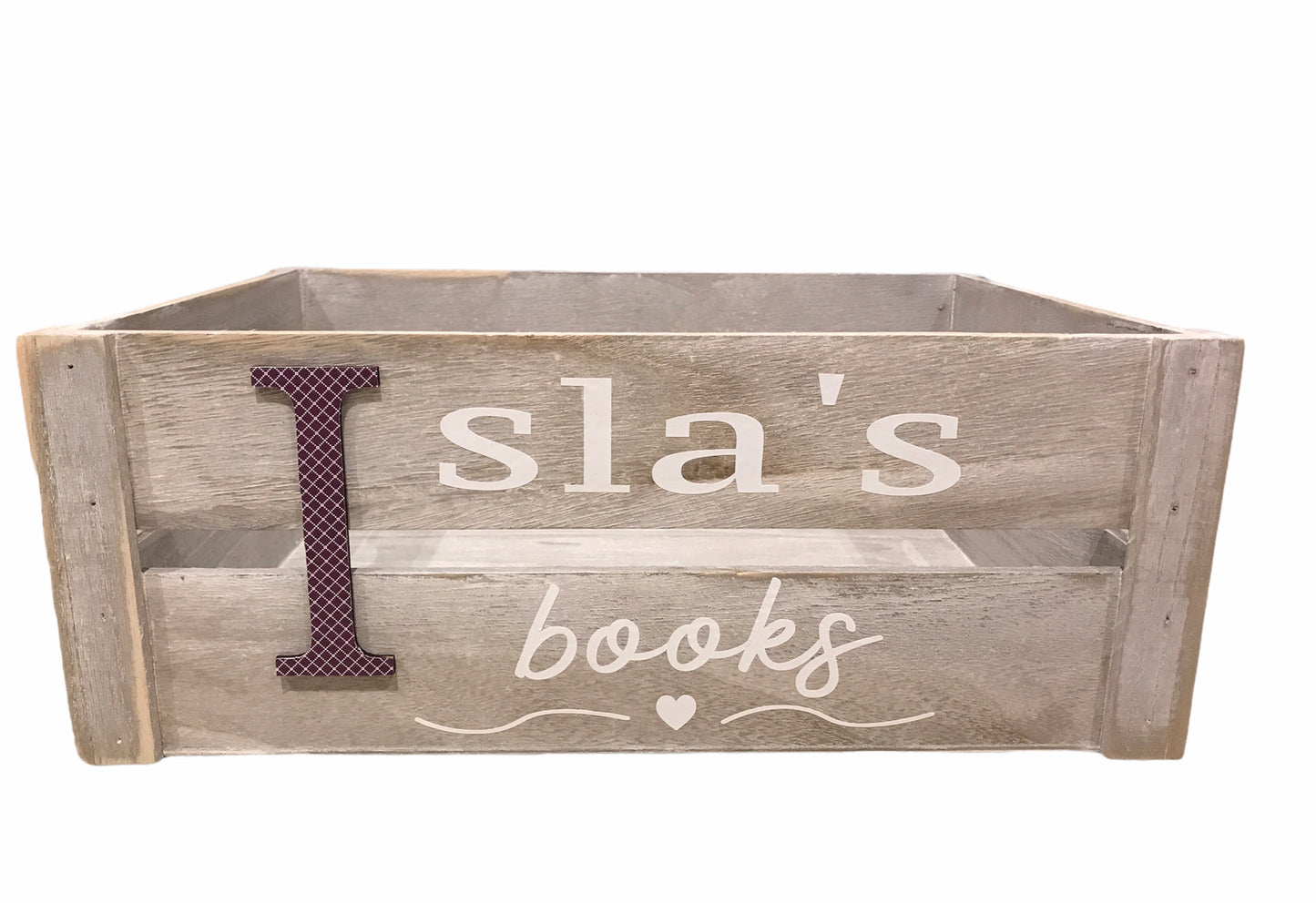 Large personalised wooden toy / book crate