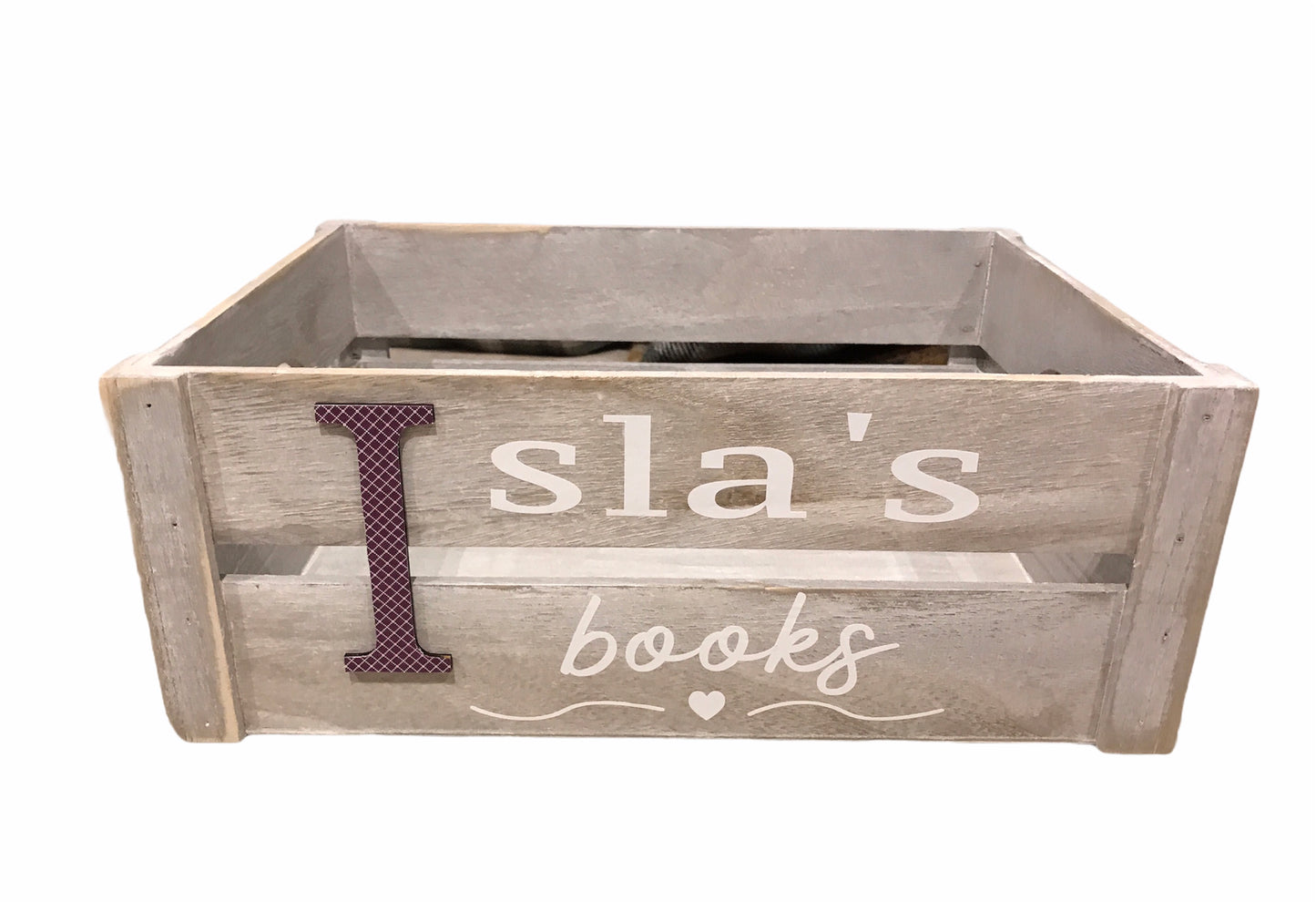 Large personalised wooden toy / book crate