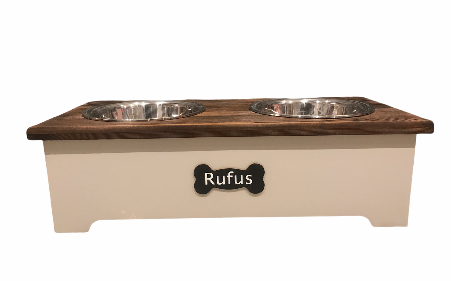 Personalised wooden pet stand / pet bowls - Large