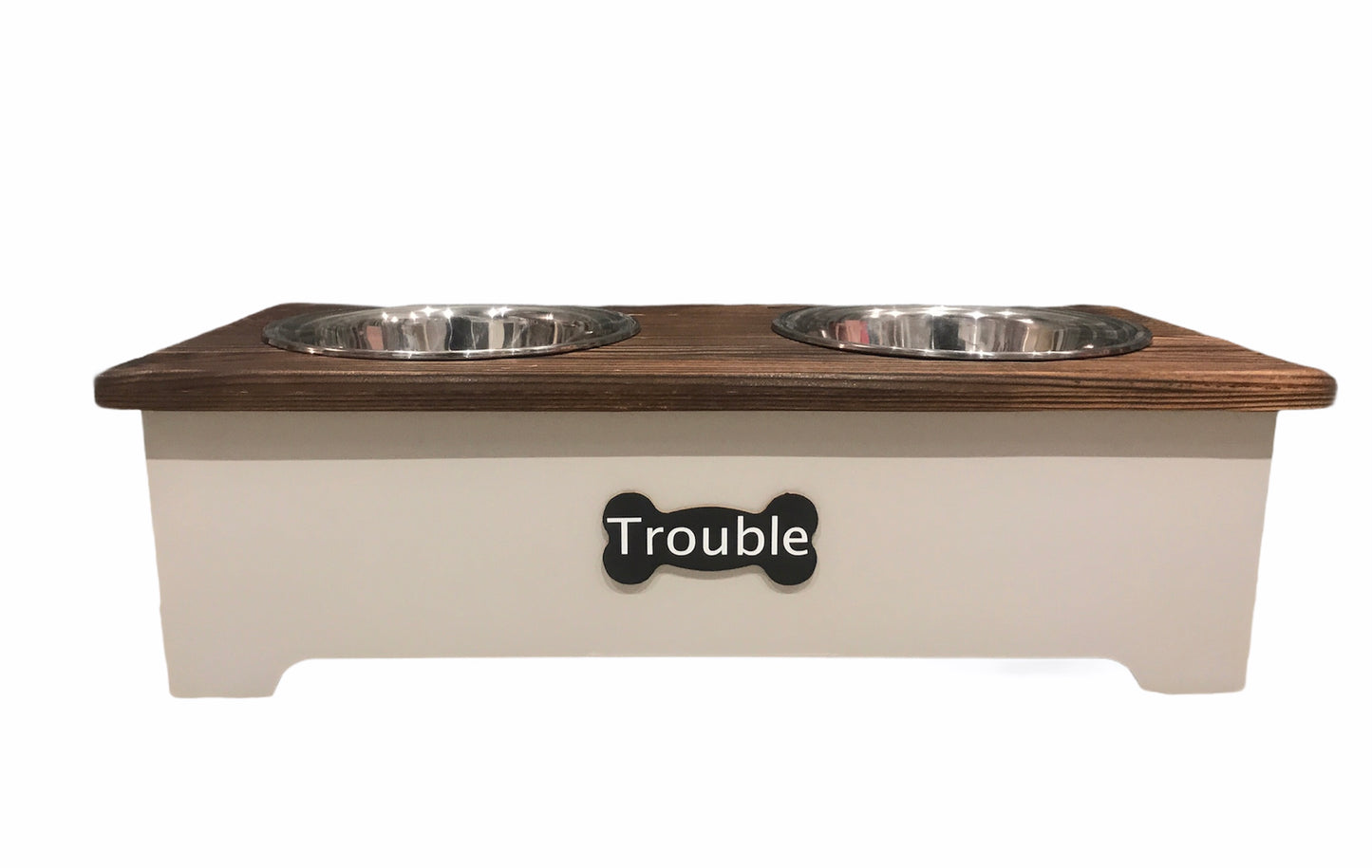 Personalised wooden pet stand / pet bowls - Large