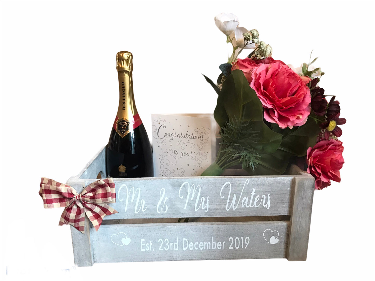 Personalised wooden wedding / Mr and Mrs / Valentines box