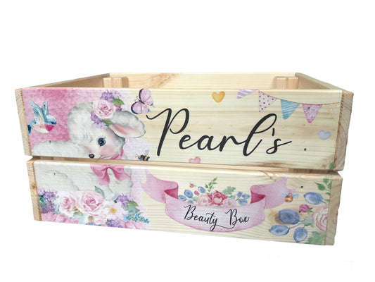 Vintage lamb personalised crate