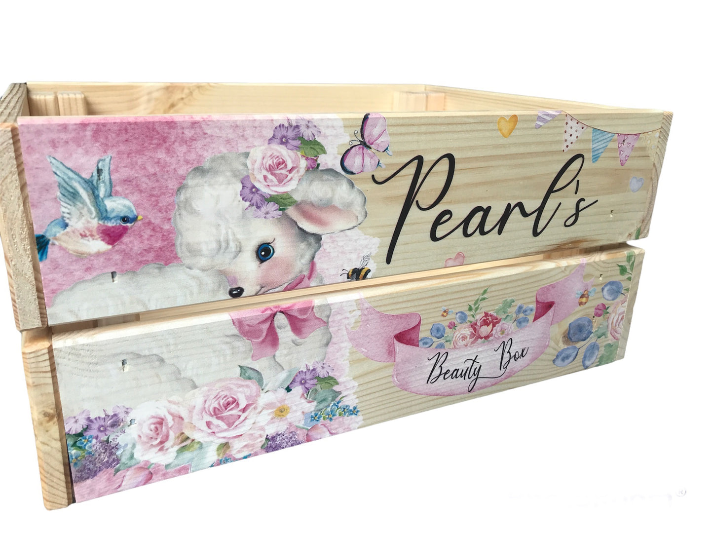 Vintage lamb personalised crate