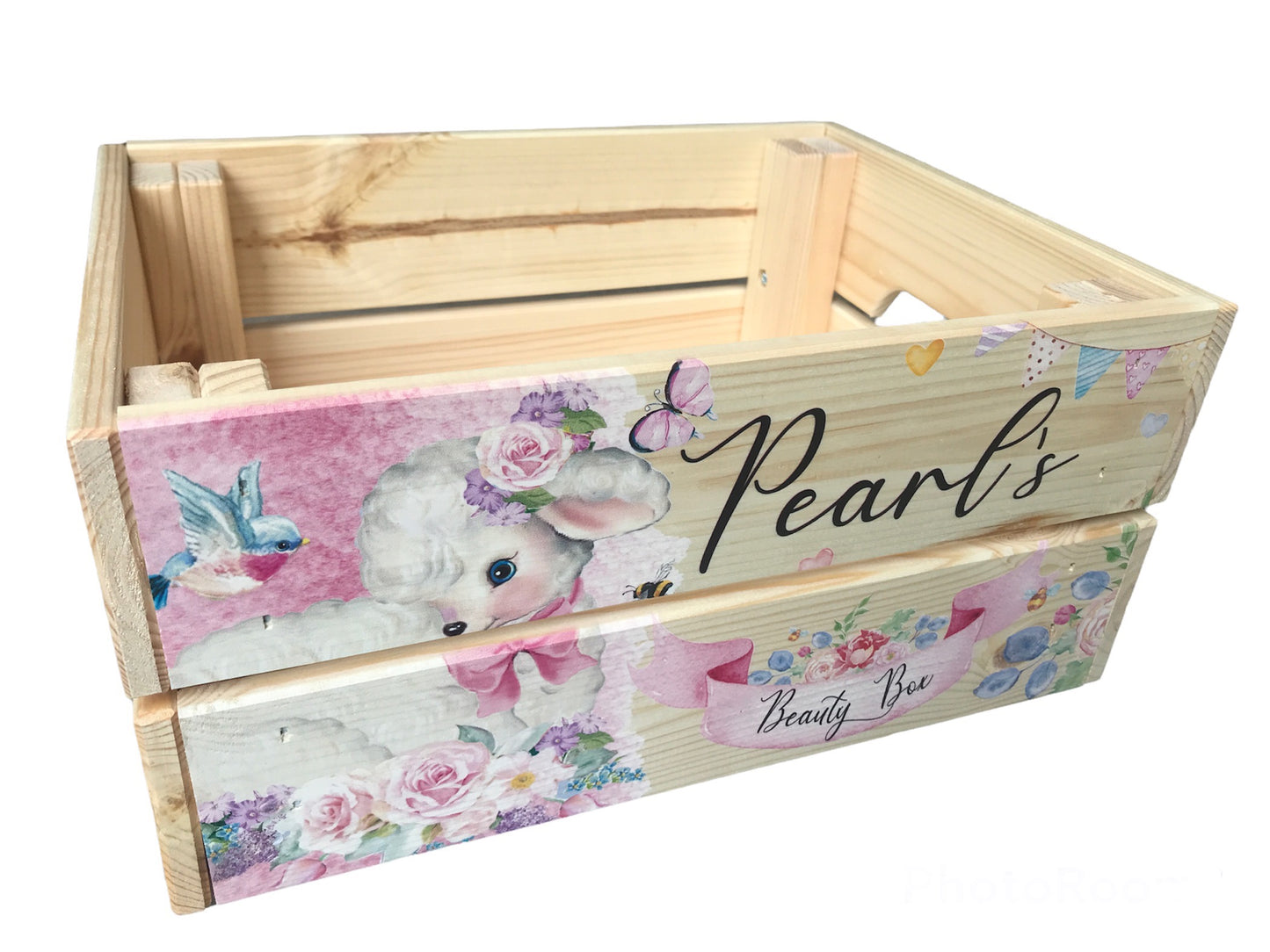 Vintage lamb personalised crate