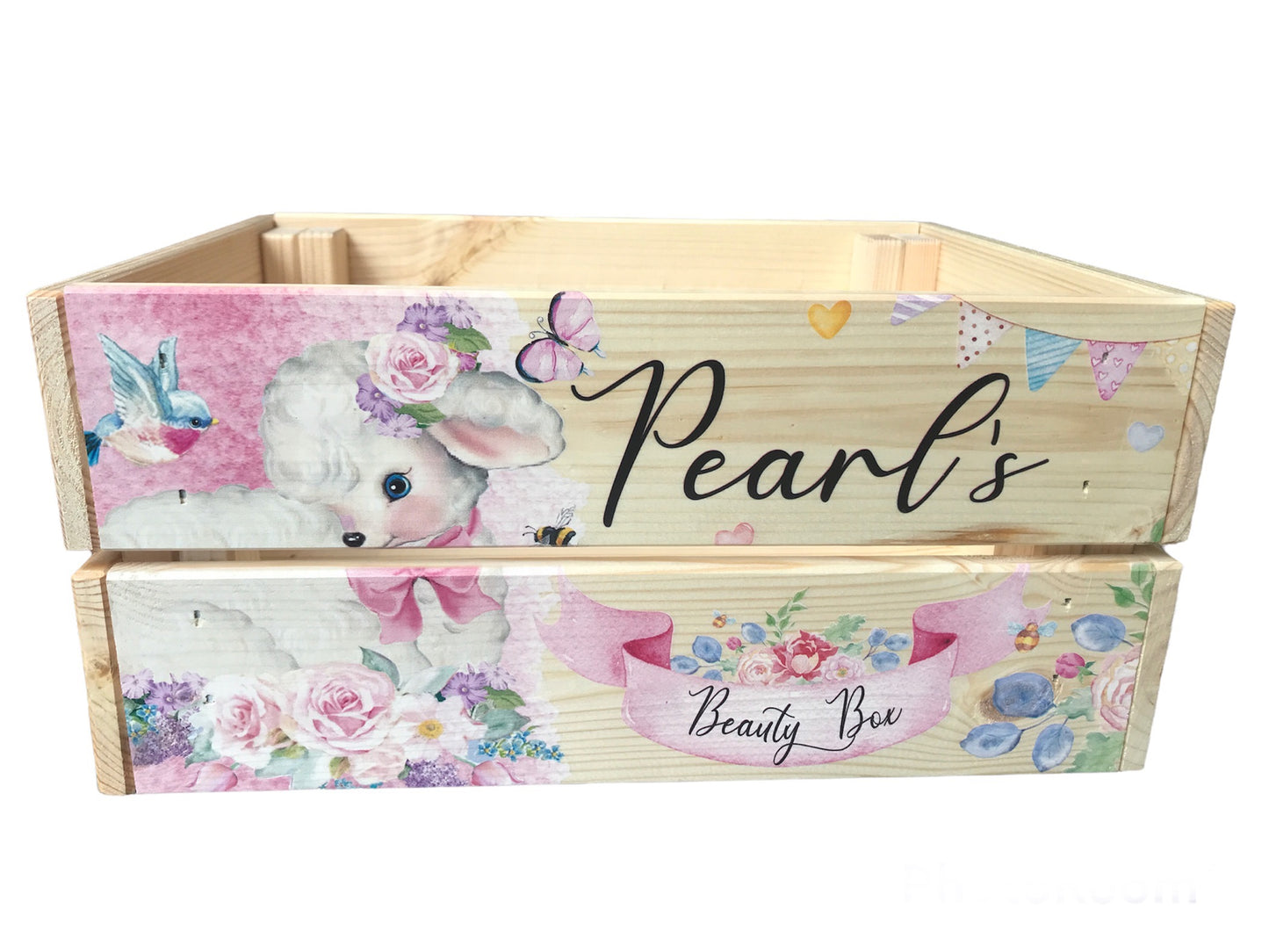 Vintage lamb personalised crate