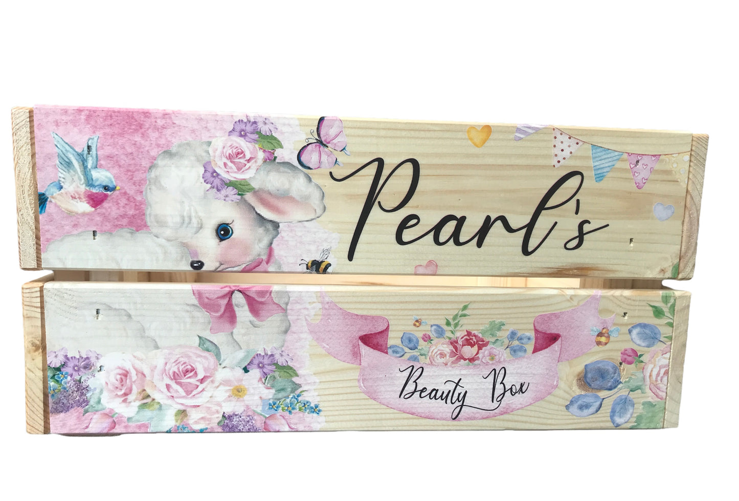 Vintage lamb personalised crate