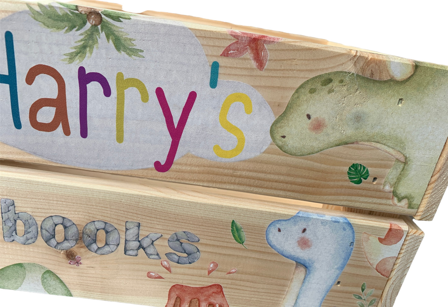 Dinosaur wooden book crate