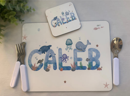 Ocean placemat and coaster