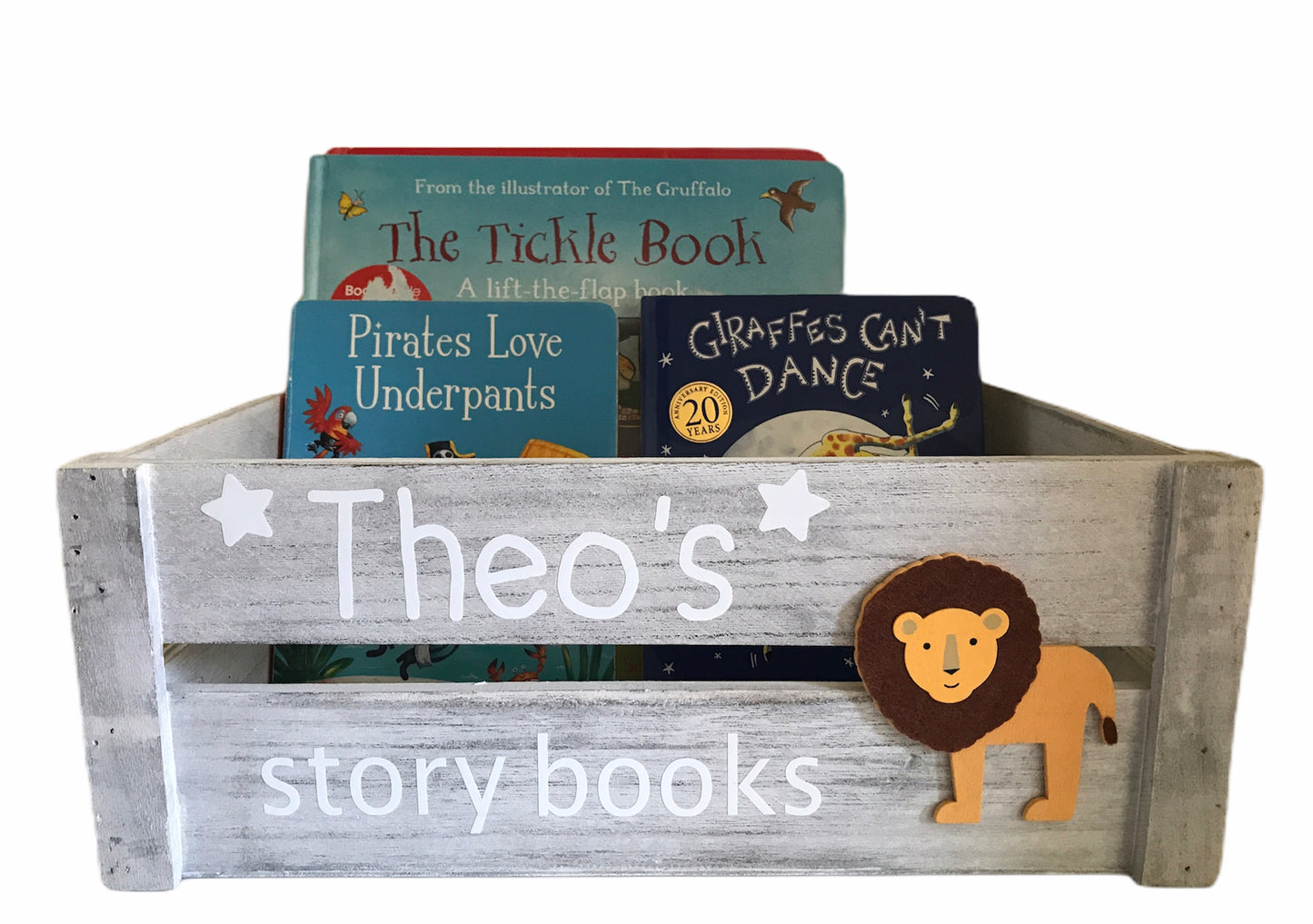 Large wooden book toy crate children